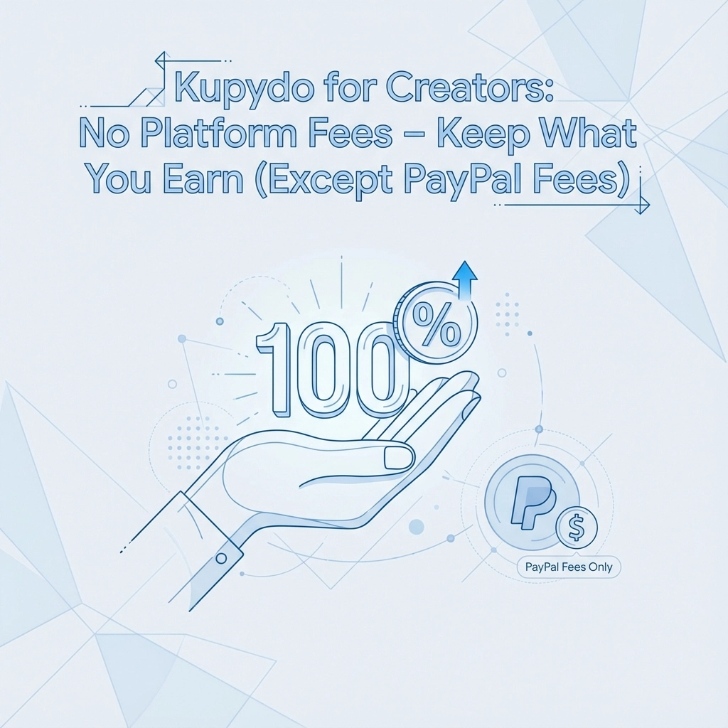 Kupydo for Creators: No Platform Fees – Keep What You Earn (Except PayPal Fees)